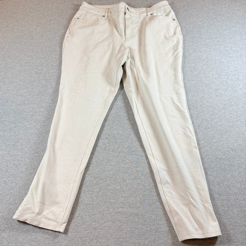 Cato Pants Womens 14 Beige Mid-Rise Stretch Rayon Blend Straight Leg 0271
